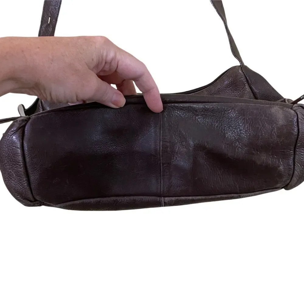 Vintage Stone Mountain Brown Leather Shoulder Bag
